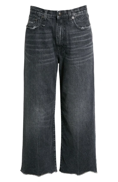 Shop R13 D'arcy High Waist Crop Wide Leg Jeans In Everit Black
