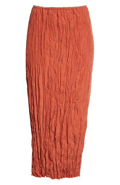 Shop Totême Crinkled Silk Midi Skirt In Bloody Mary