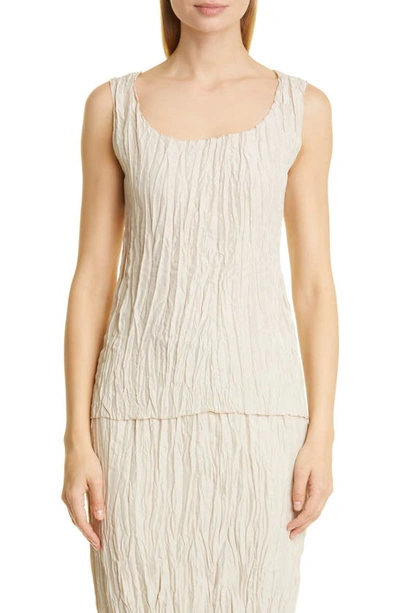 Shop Totême Crinkled Silk Tank Top In Light Hay