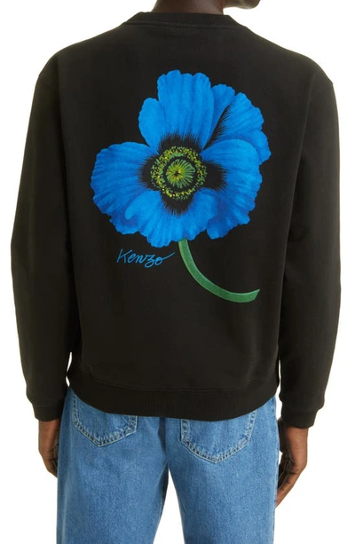 Shop Kenzo Poppy Logo Graphic Cotton Sweatshirt In Black