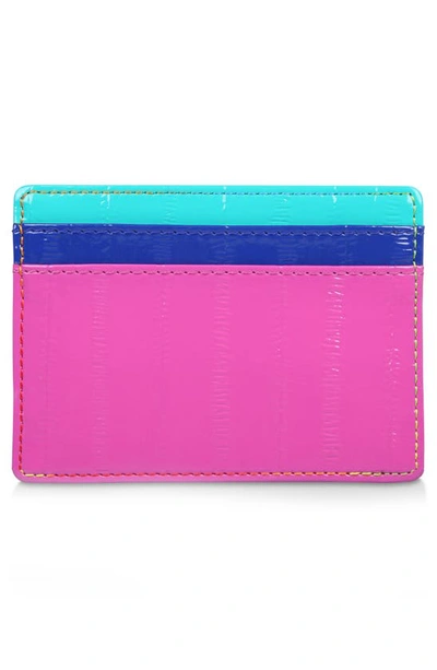 Kurt Geiger Small Multicolored Leather Card Holder In Open Pink