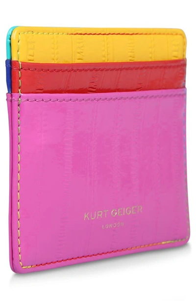 Kurt Geiger Small Multicolored Leather Card Holder In Open Pink