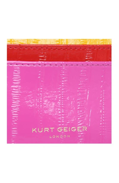 Kurt Geiger Small Multicolored Leather Card Holder In Open Pink