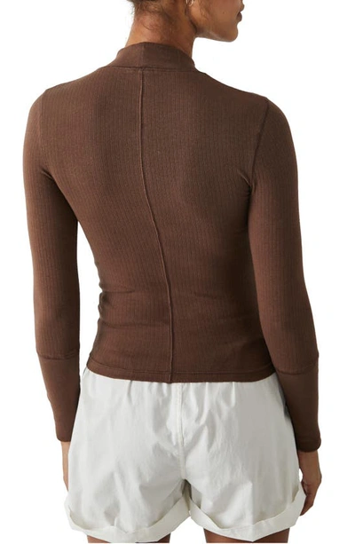 Shop Free People The Rickie Mock Neck T-shirt In Chocolate Lava