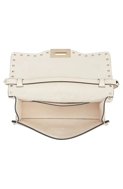 Shop Valentino Small Rockstud Leather Shoulder Bag In Light Ivory