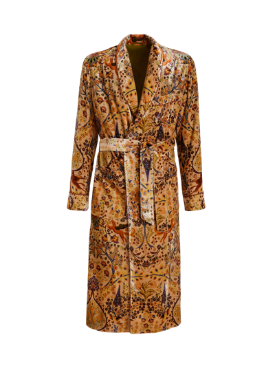 Shop Etro Floral Velvet Robe Coat In Beige