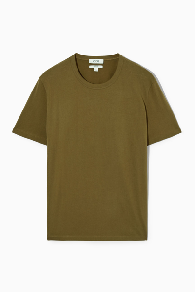 Shop Cos Regular-fit Mid-weight Brushed T-shirt In Green