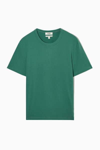 Shop Cos Regular-fit Mid-weight Brushed T-shirt In Green