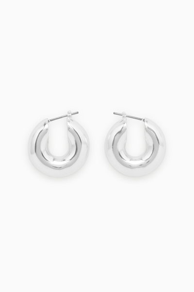 Shop Cos Small Chunky Hoop Earrings In Silver