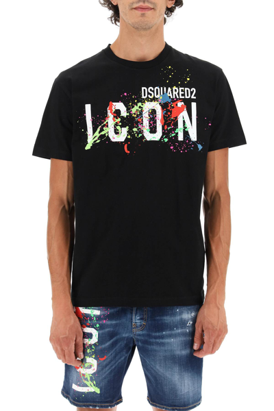 Shop Dsquared2 Icon Splatter Logo T-shirt In Black