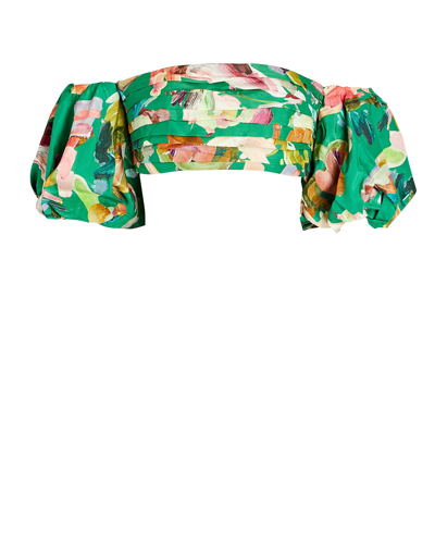 Shop Alemais Arlo Off-the-shoulder Floral Top In Green