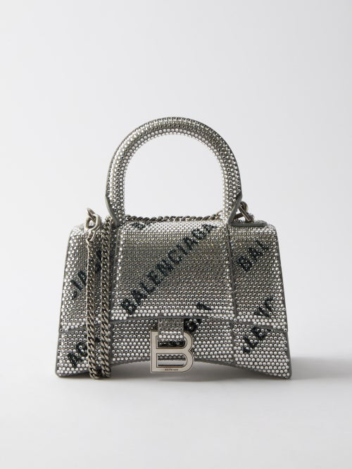 Balenciaga Hourglass crystal-embellished mini bag - Grey