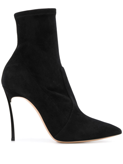 Shop Casadei Women's  Black Suede Ankle Boots