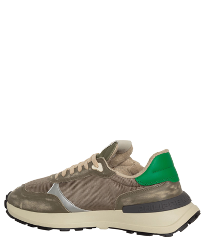 Shop Philippe Model Antibes Mondial Leather Sneakers In Rayure - Militaire