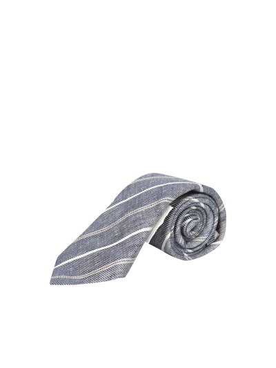 Shop Brunello Cucinelli Linen Tie In Blue