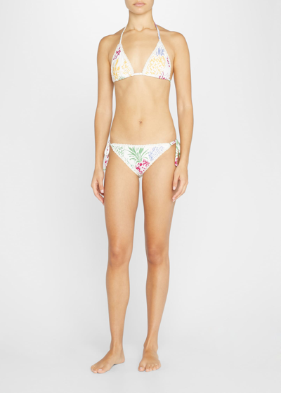 Shop Milly Cabana Tropical Pineapple Triangle Bikini Top In Multi