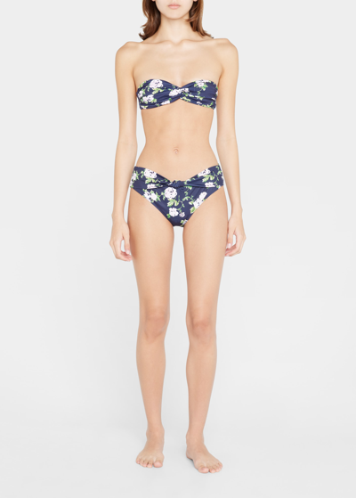 Shop Caroline Constas Evie Bandeau Bikini Top In Navy Retro Floral