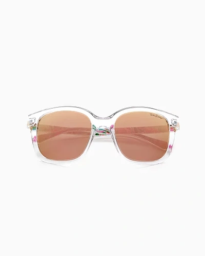 Shop Lilly Pulitzer Aura Sunglasses In Crystal Clear Coming In Hot