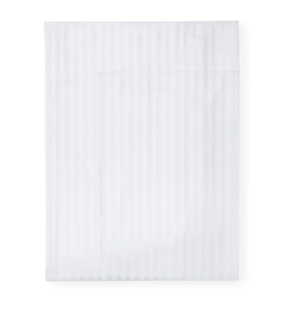 Shop Pratesi Raso Rigato Super King Flat Sheet (300cm X 270cm) In White
