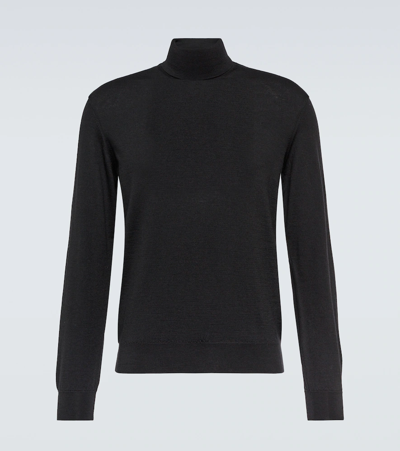 Shop Lemaire Wool Turtleneck Sweater In Black