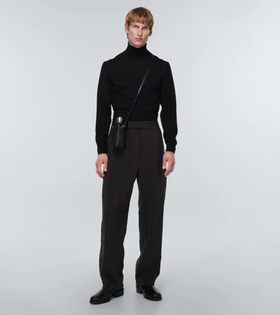 Shop Lemaire Wool Turtleneck Sweater In Black