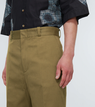 Shop Acne Studios Wide-leg Cotton Twill Chino Pants In Khaki Green