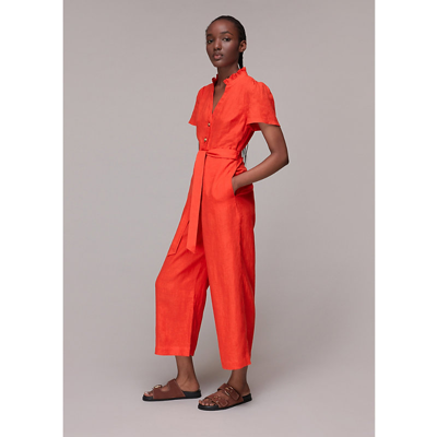Shop Whistles Women's Red Emmie Relaxed-fit Linen Jumpsuit