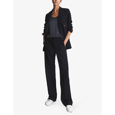 Reiss Riley Silk Front Vest In Navy