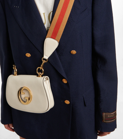 Shop Gucci Blondie Mini Leather Shoulder Bag In M.white/be.ora.beige
