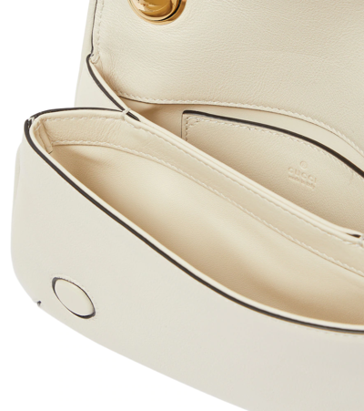 Shop Gucci Blondie Mini Leather Shoulder Bag In M.white/be.ora.beige