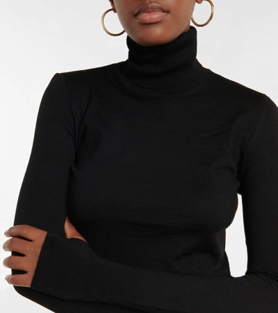 Shop Lemaire Turtleneck Wool Sweater In Black