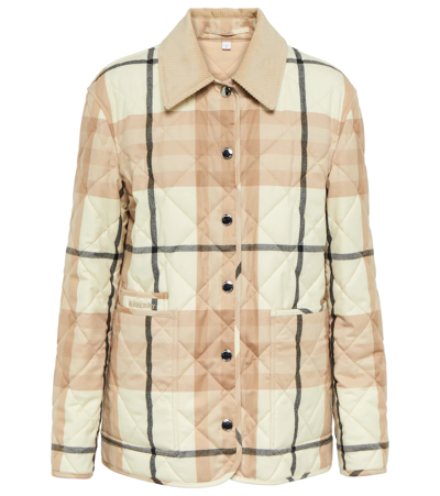 Shop Burberry Quilted Checked Wool Jacket In Frosted White Ip Chk
