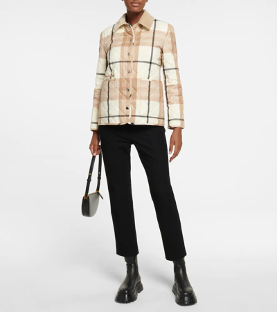 Shop Burberry Quilted Checked Wool Jacket In Frosted White Ip Chk