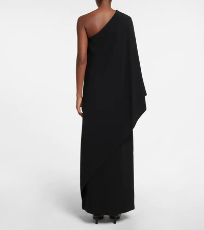 The Row Sparrow One-sleeve Draped Silk-cady Gown In Black