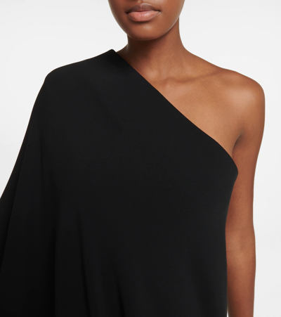 The Row Sparrow One-sleeve Draped Silk-cady Gown In Black