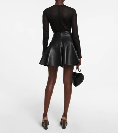 Shop Alaïa Leather Miniskirt In Black