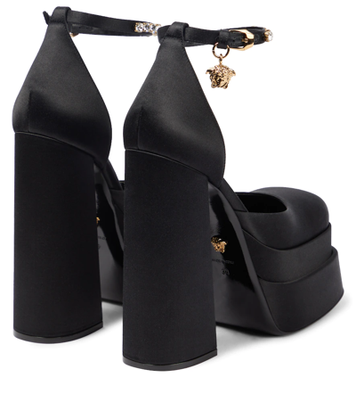 Shop Versace Medusa Aevitas Leather Platform Pumps In Black