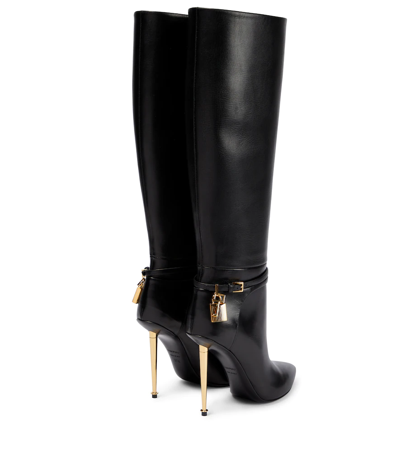 Shop Tom Ford Padlock 105 Leather Knee-high Boots In Black