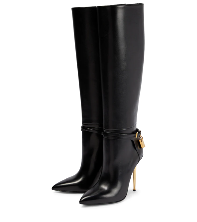 Shop Tom Ford Padlock 105 Leather Knee-high Boots In Black