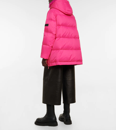 Shop Yves Salomon Shearling-trimmed Down Coat In Bright Rose