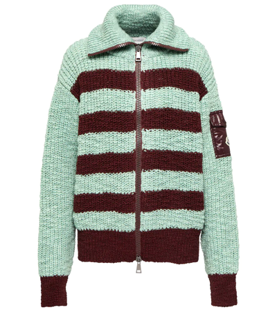 Shop Moncler Zipped Wool-blend Cardigan In Green