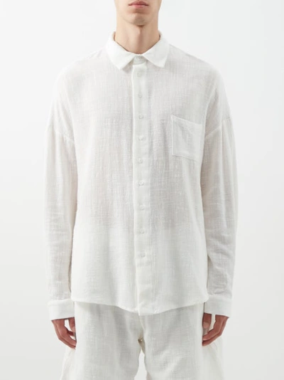 Albus Lumen Slubbed Cotton-gauze Shirt In Cream