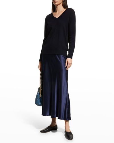 Shop Vince Weekend V-neck Cashmere Pullover Sweater In Blue