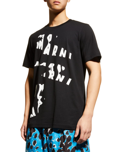 Shop Marni Men's Swirl Logo T-shirt In Black