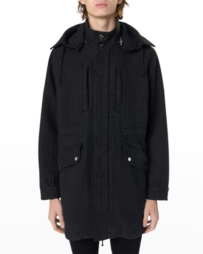 Shop Amiri Men's Quilted Fishtail Parka In Black