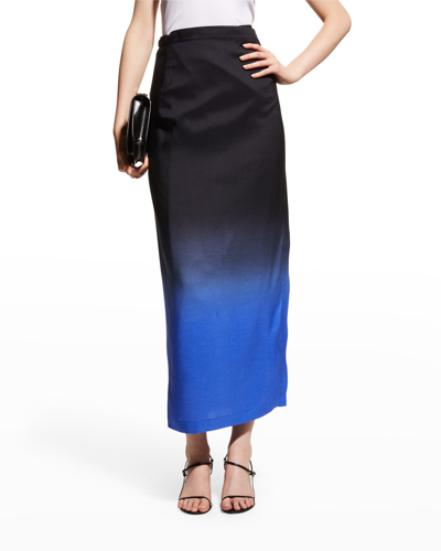 Shop The Row Olina Draped Skirt In Black/electric Bl