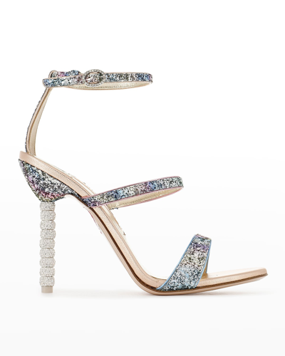 Shop Sophia Webster Rosalind Glitter Crystal-heel Sandals In Watercolour Glitt