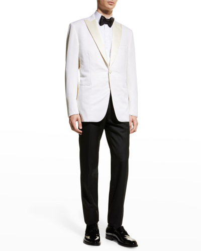 Shop Brioni Men's Solid Wool Dinner Jacket In White