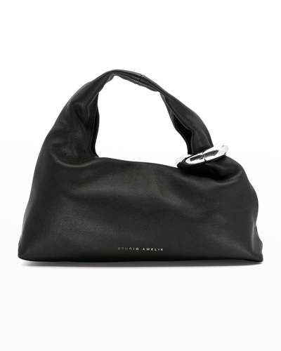 Shop Studio Amelia Helium Mini Leather Top-handle Bag In Black