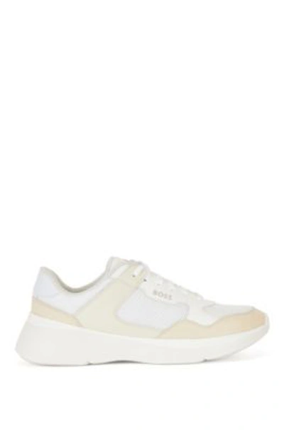 Hugo Boss Chunky-sole Trainers In Mixed Materials- Light Beige Women's  Sneakers Size 7 | ModeSens